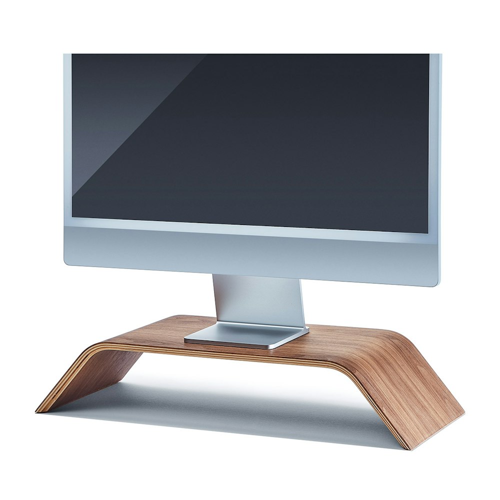 Aothia | Best Dual Monitor Stand Solid Wood Desktop Stands Black Walnut / Dual