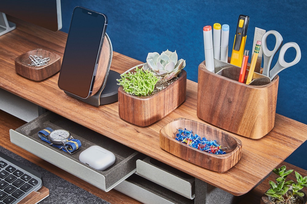 Wooden Office Desk Accessories & Decor Set