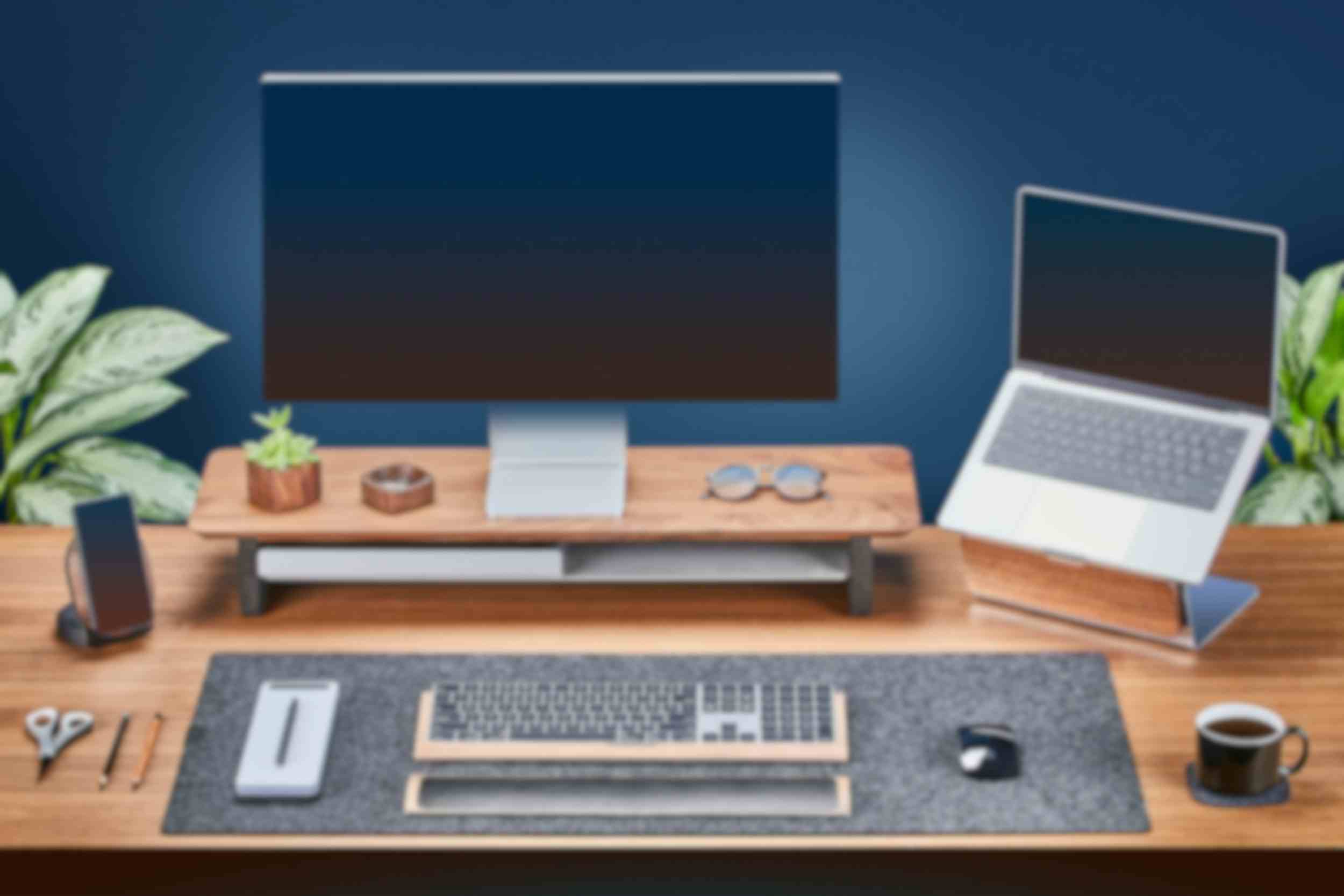 Wooden Dual Monitor Stand & Desk Shelf Riser | Grovemade®